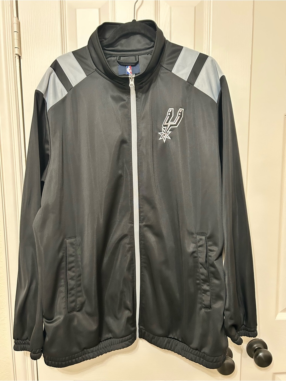 NBA San Antonio Spurs Black & Gray Full-Zip Fleece Lined Jacket XXL